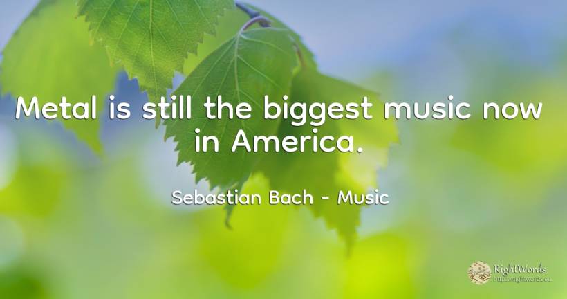 Metal is still the biggest music now in America. - Sebastian Bach, quote about music