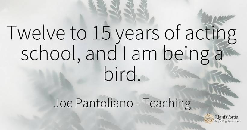 Twelve to 15 years of acting school, and I am being a bird. - Joe Pantoliano, quote about teaching, school, being
