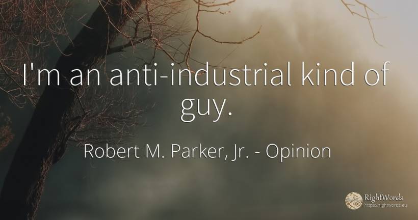 I'm an anti-industrial kind of guy. - Robert M. Parker, Jr., quote about opinion