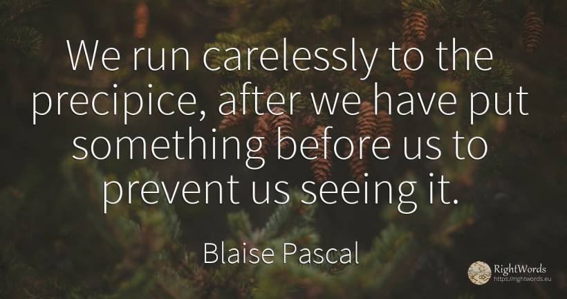 We run carelessly to the precipice, after we have put... - Blaise Pascal