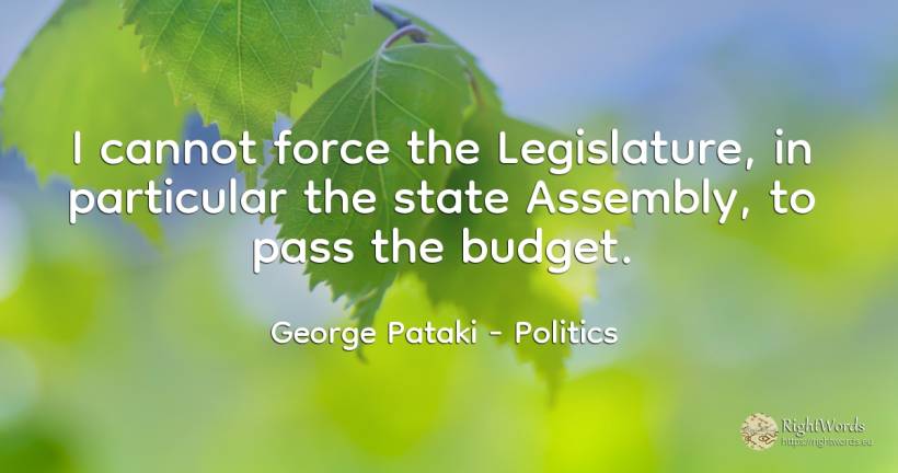 I cannot force the Legislature, in particular the state... - George Pataki, quote about politics, force, police, state