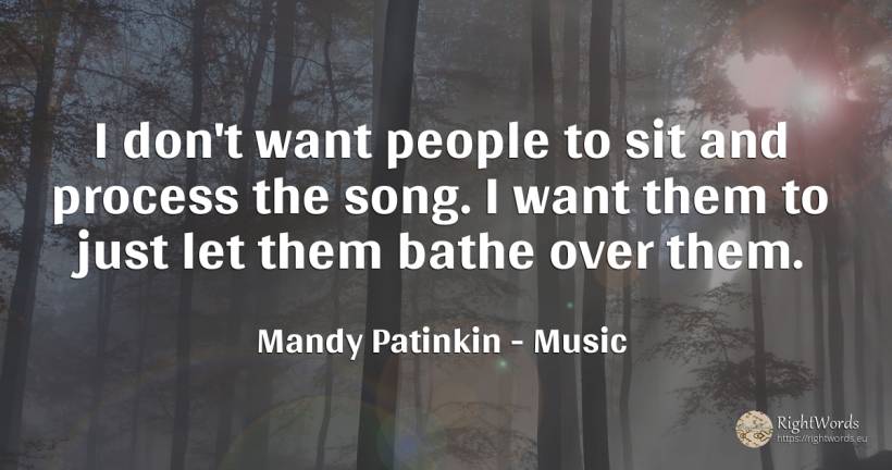 I don't want people to sit and process the song. I want... - Mandy Patinkin, quote about music, people
