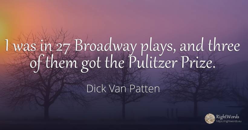I was in 27 Broadway plays, and three of them got the... - Dick Van Patten