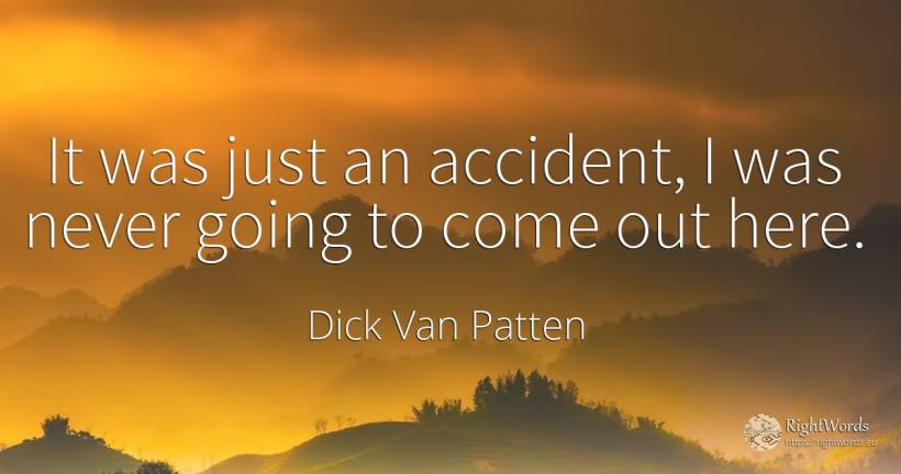 It was just an accident, I was never going to come out here. - Dick Van Patten