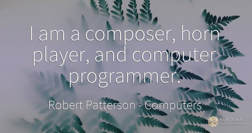 I am a composer, horn player, and computer programmer. - Robert Patterson, quote about computers