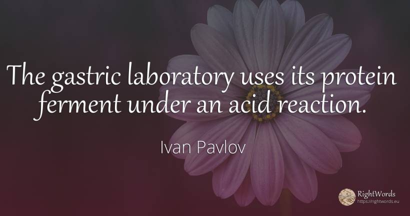 The gastric laboratory uses its protein ferment under an... - Ivan Pavlov
