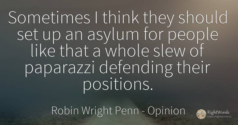 Sometimes I think they should set up an asylum for people... - Robin Wright Penn, quote about opinion, people