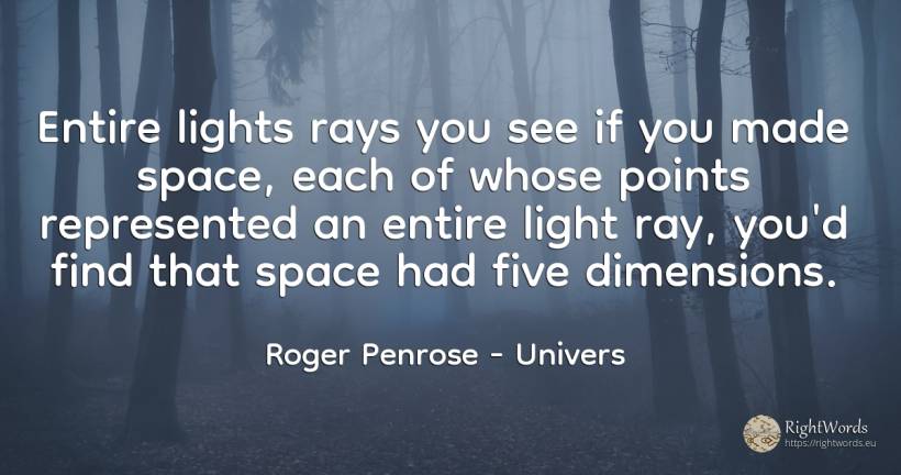 Entire lights rays you see if you made space, each of... - Roger Penrose, quote about univers, light