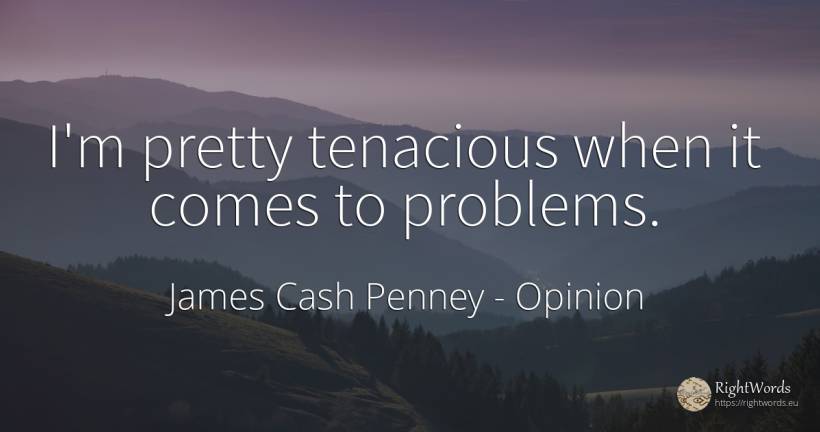 I'm pretty tenacious when it comes to problems. - James Cash Penney, quote about opinion, problems