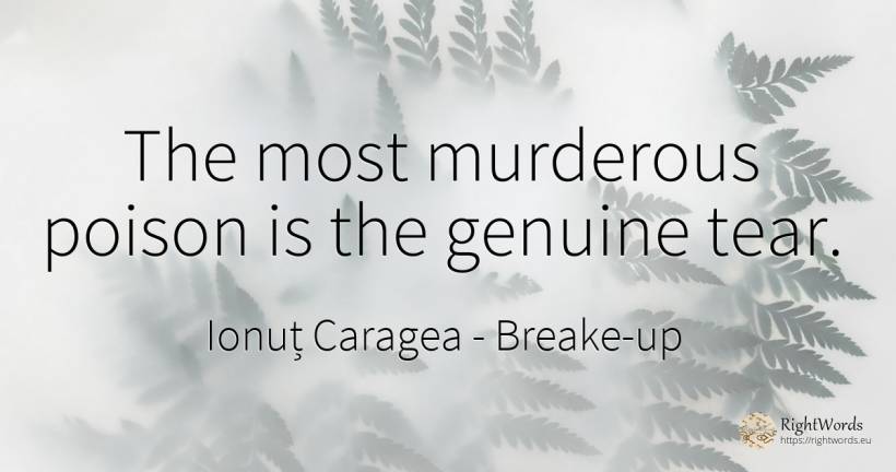 The most murderous poison is the genuine tear. - Ionuț Caragea (Snowdon King), quote about breake-up
