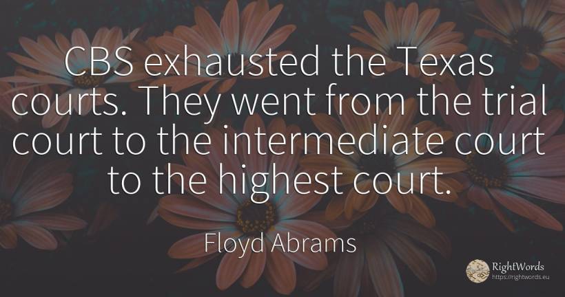 CBS exhausted the Texas courts. They went from the trial... - Floyd Abrams