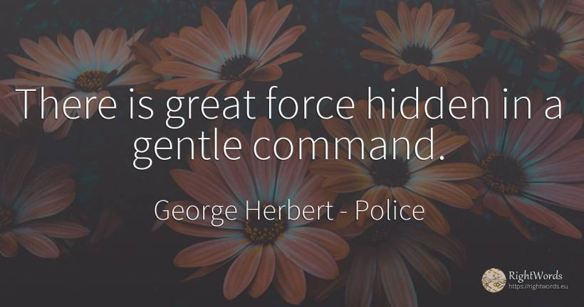 There is great force hidden in a gentle command. - George Herbert, quote about force, police