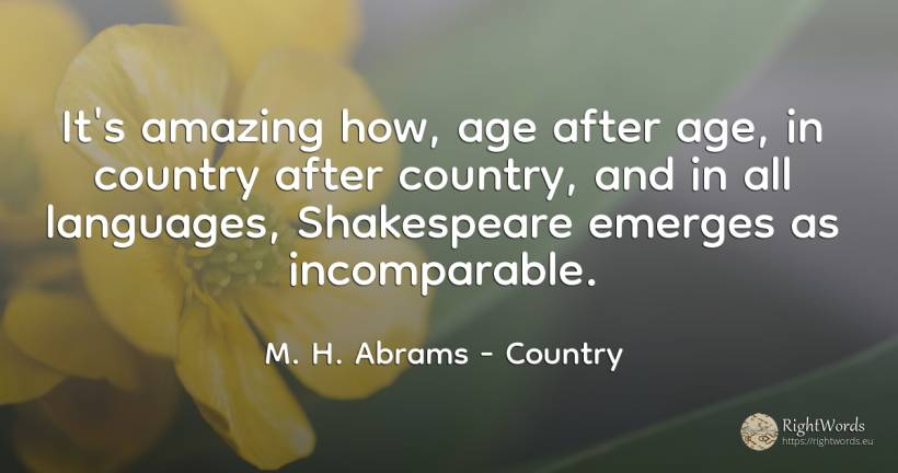 It's amazing how, age after age, in country after... - M. H. Abrams, quote about country, age, olderness