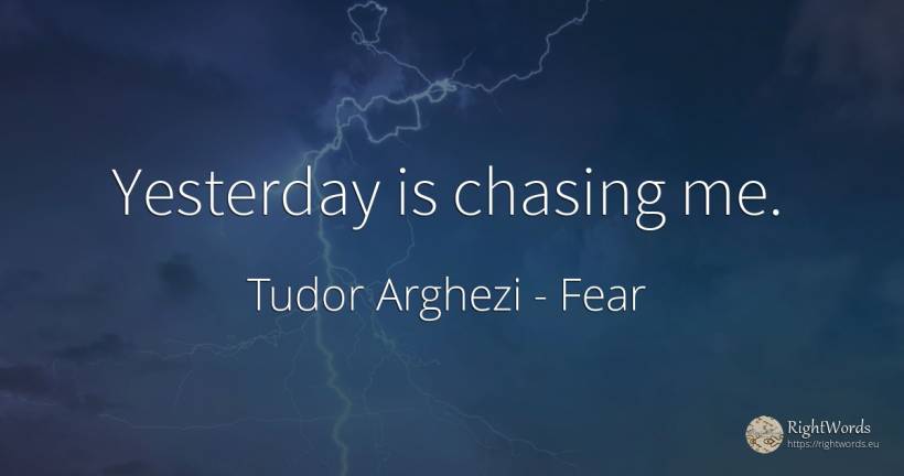 Yesterday is chasing me. - Tudor Arghezi, quote about fear