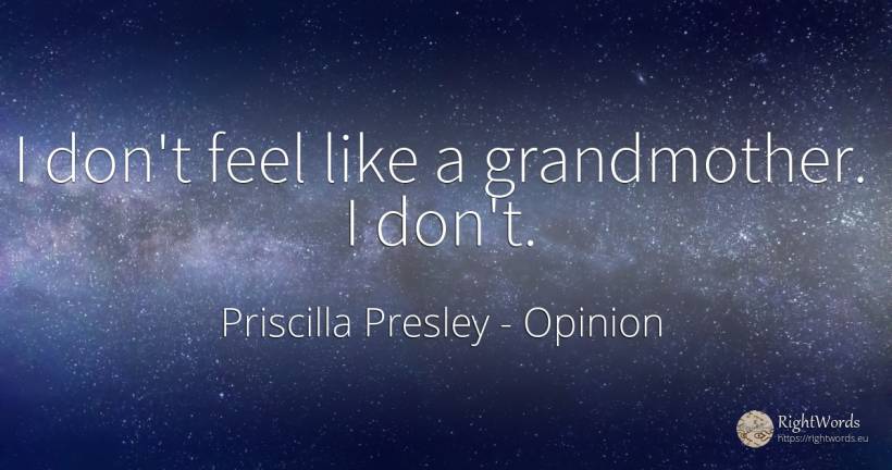 I don't feel like a grandmother. I don't. - Priscilla Presley, quote about opinion