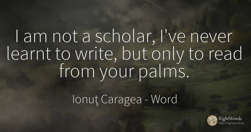 I am not a scholar, I've never learnt to write, but only... - Ionuț Caragea (Snowdon King), quote about word