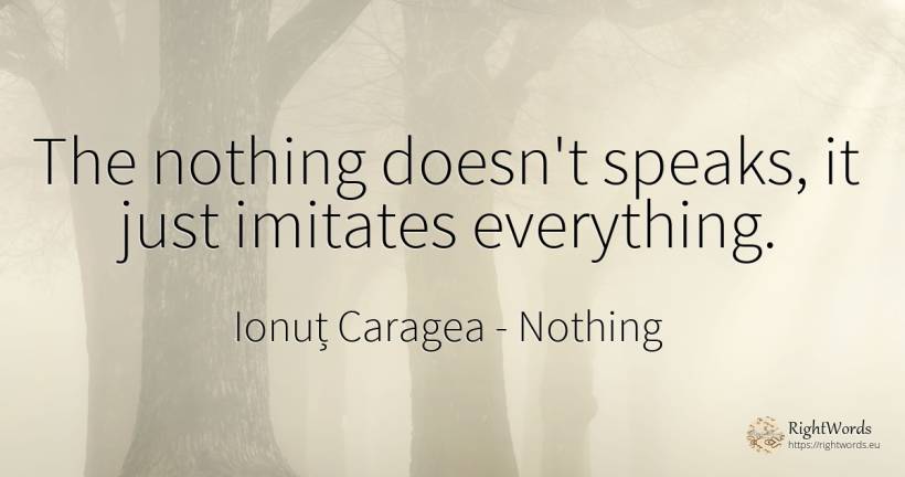 The nothing doesn't speaks, it just imitates everything. - Ionuț Caragea (Snowdon King), quote about nothing
