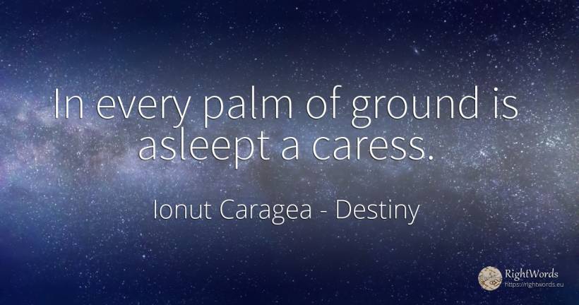 In every palm of ground is asleept a caress. - Ionuț Caragea (Snowdon King), quote about destiny