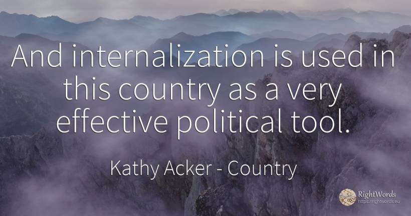 And internalization is used in this country as a very... - Kathy Acker, quote about tools, country
