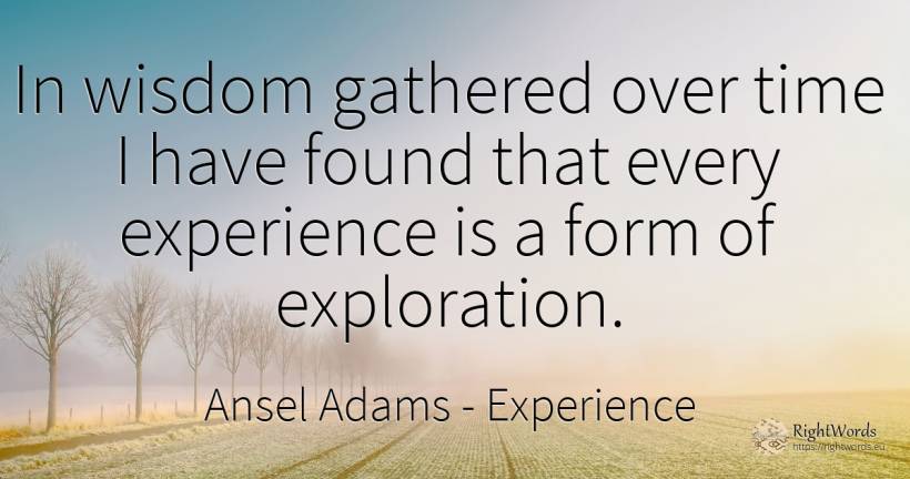 In wisdom gathered over time I have found that every... - Ansel Adams, quote about experience, wisdom, time