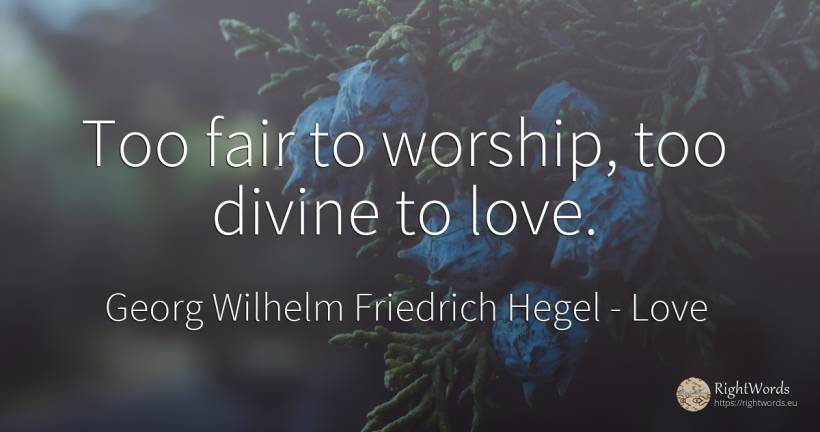 Too fair to worship, too divine to love. - Georg Wilhelm Friedrich Hegel, quote about love