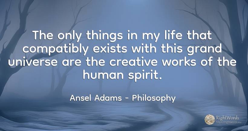 The only things in my life that compatibly exists with... - Ansel Adams, quote about philosophy, human imperfections, spirit, things, life