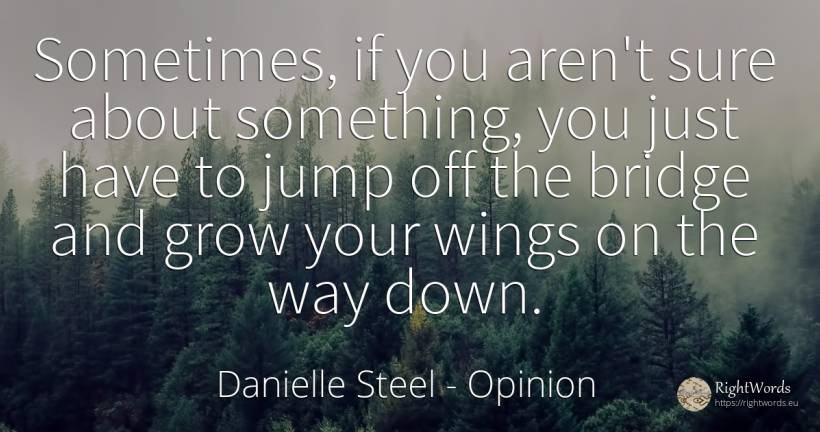Sometimes, if you aren't sure about something, you just... - Danielle Steel, quote about opinion