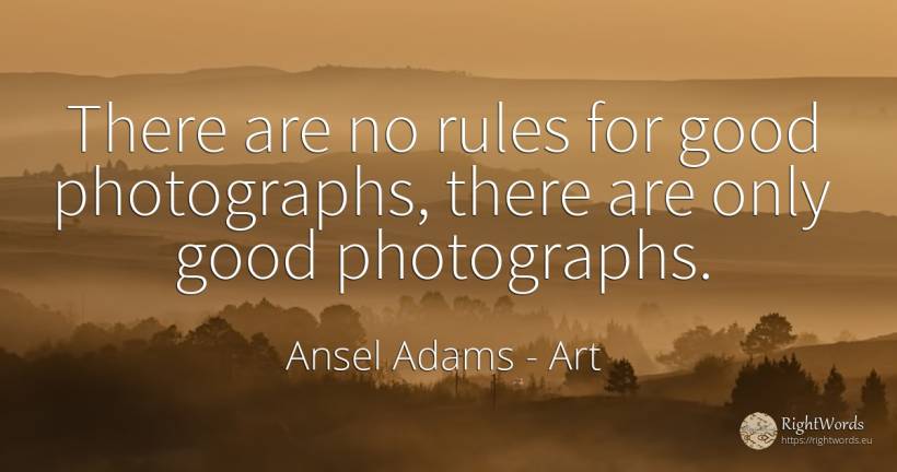 There are no rules for good photographs, there are only... - Ansel Adams, quote about art, rules, good, good luck