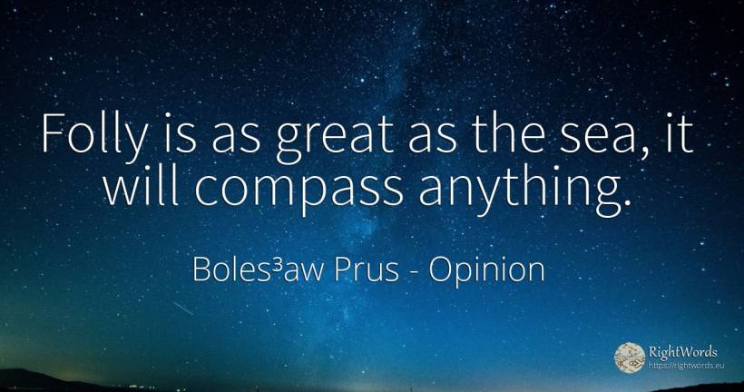 Folly is as great as the sea, it will compass anything. - Boles³aw Prus, quote about opinion