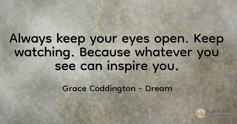 Always keep your eyes open. Keep watching. Because... - Grace Coddington, quote about dream