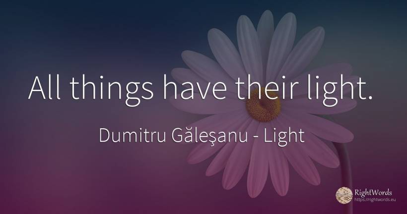 All things have their light. - Dumitru Găleşanu, quote about light