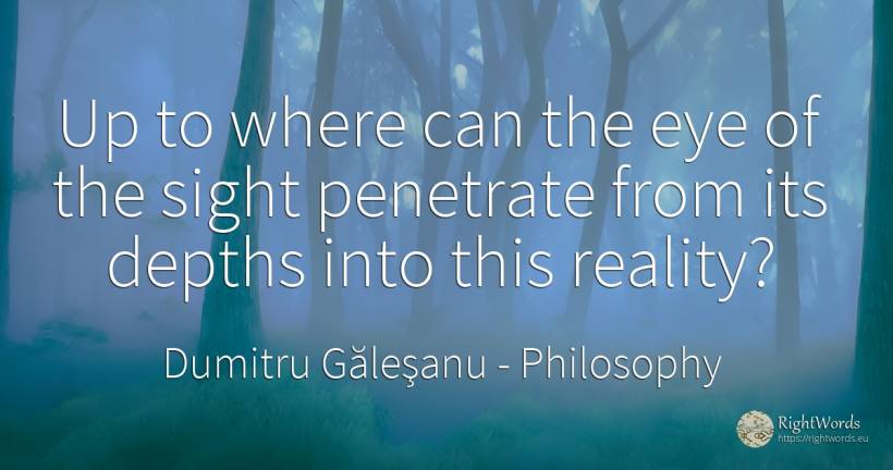 Up to where can the eye of the sight penetrate from its... - Dumitru Găleşanu, quote about philosophy