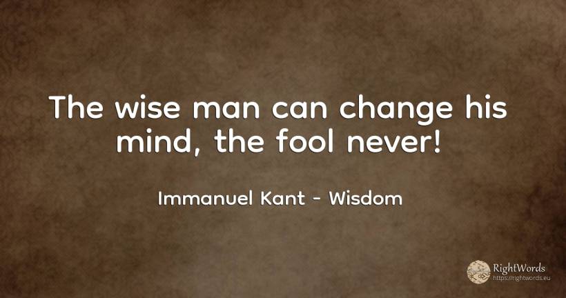 The wise man can change his mind, the fool never! - Immanuel Kant, quote about wisdom