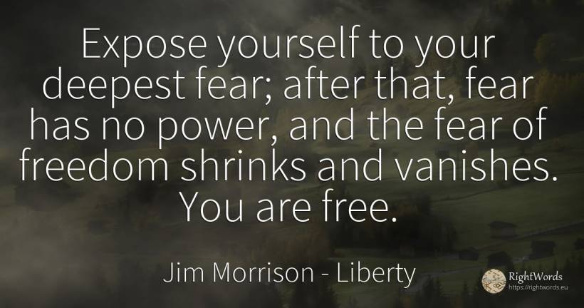Expose yourself to your deepest fear; after that, fear... - Jim Morrison, quote about liberty, fear, power