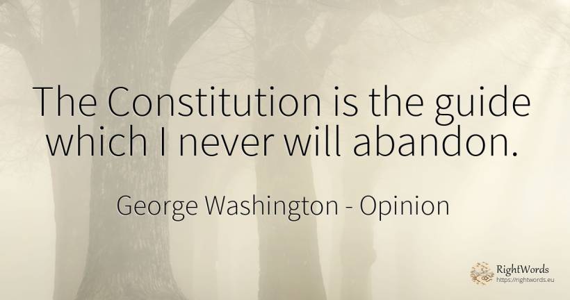 The Constitution is the guide which I never will abandon. - George Washington, quote about opinion
