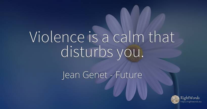 Violence is a calm that disturbs you. - Jean Genet, quote about future, violence