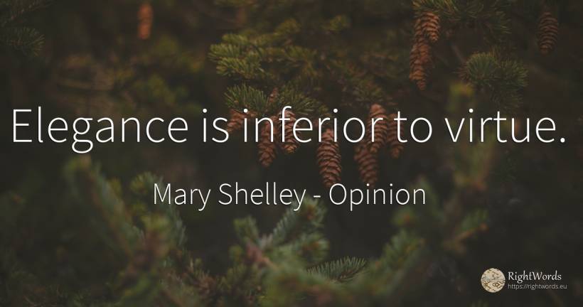 Elegance is inferior to virtue. - Mary Shelley, quote about opinion, virtue
