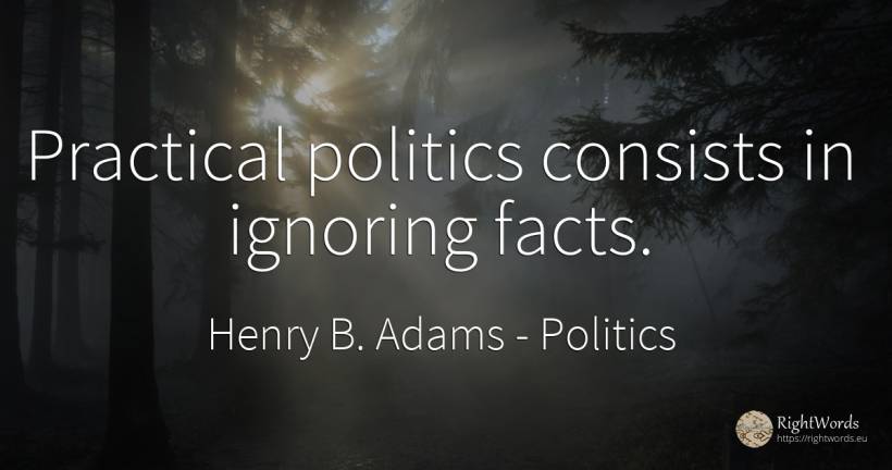 Practical politics consists in ignoring facts. - Henry B. Adams, quote about politics