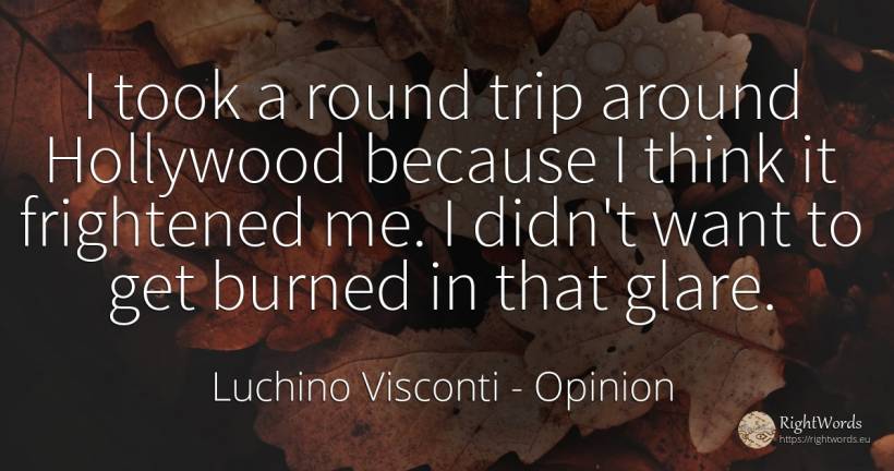 I took a round trip around Hollywood because I think it... - Luchino Visconti, quote about opinion