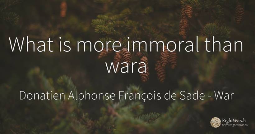 What is more immoral than wara - Donatien Alphonse François de Sade, quote about war