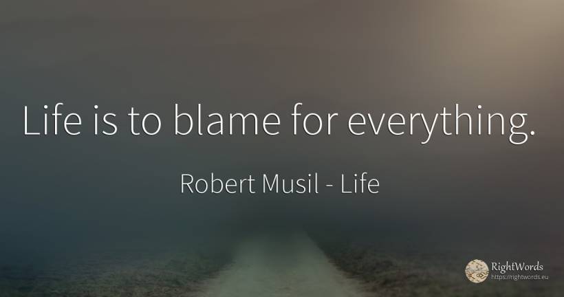 Life is to blame for everything. - Robert Musil, quote about life