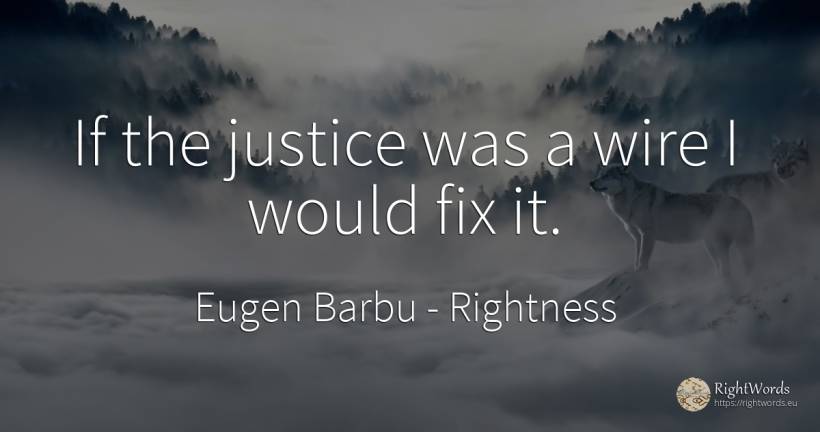 If the justice was a wire I would fix it. - Eugen Barbu, quote about rightness, justice