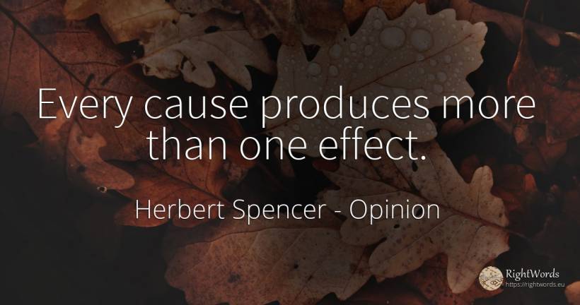 Every cause produces more than one effect. - Herbert Spencer, quote about opinion