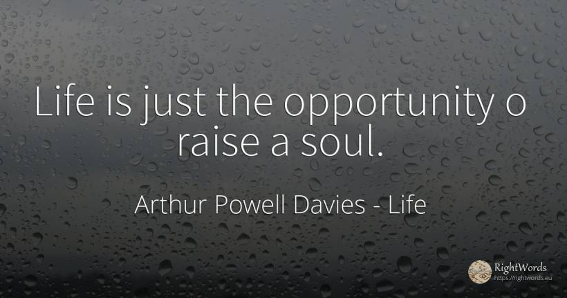 Life is just the opportunity o raise a soul. - Arthur Powell Davies, quote about life, chance, soul
