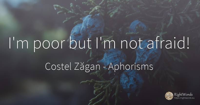 I'm poor but I'm not afraid! - Costel Zăgan, quote about aphorisms
