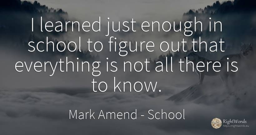 I learned just enough in school to figure out that... - Mark Amend, quote about school