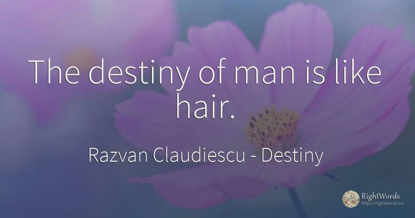 The destiny of man is like hair. - Razvan Claudiescu, quote about destiny, man