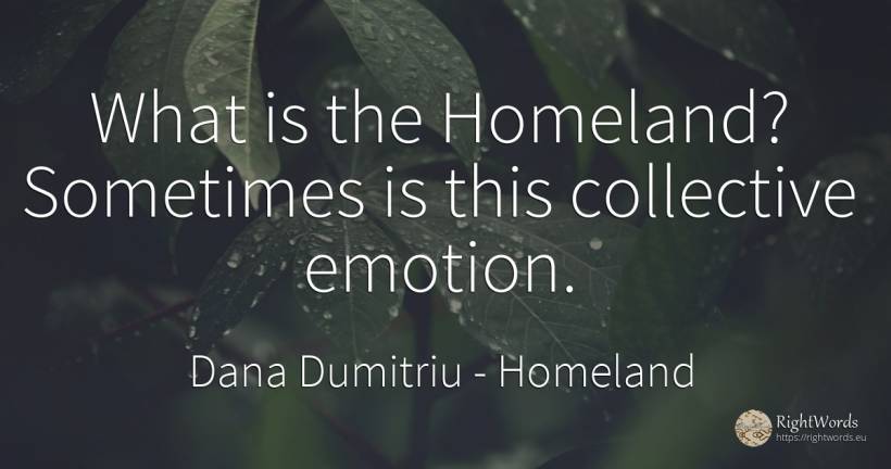 What is the Homeland? Sometimes is this collective emotion. - Dana Dumitriu, quote about homeland, emotions