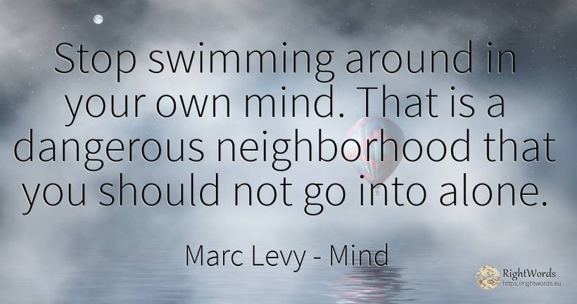 Stop swimming around in your own mind. That is a... - Marc Levy, quote about mind