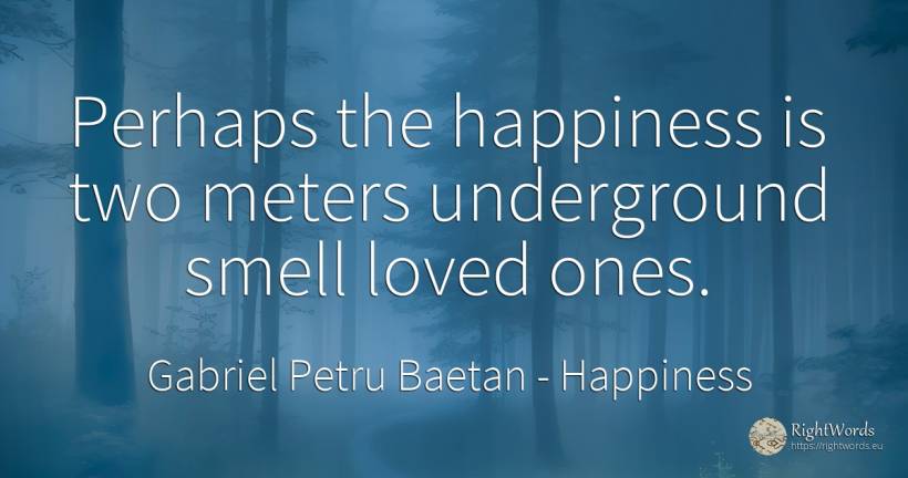 Perhaps the happiness is two meters underground smell... - Gabriel Petru Baetan, quote about happiness